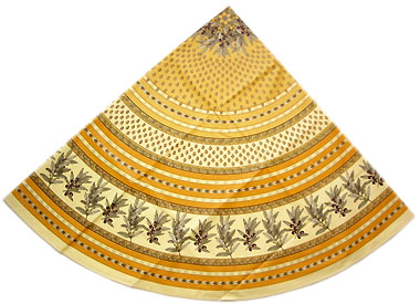 French round coated tablecloth (olives tamaris. safran yellow)
